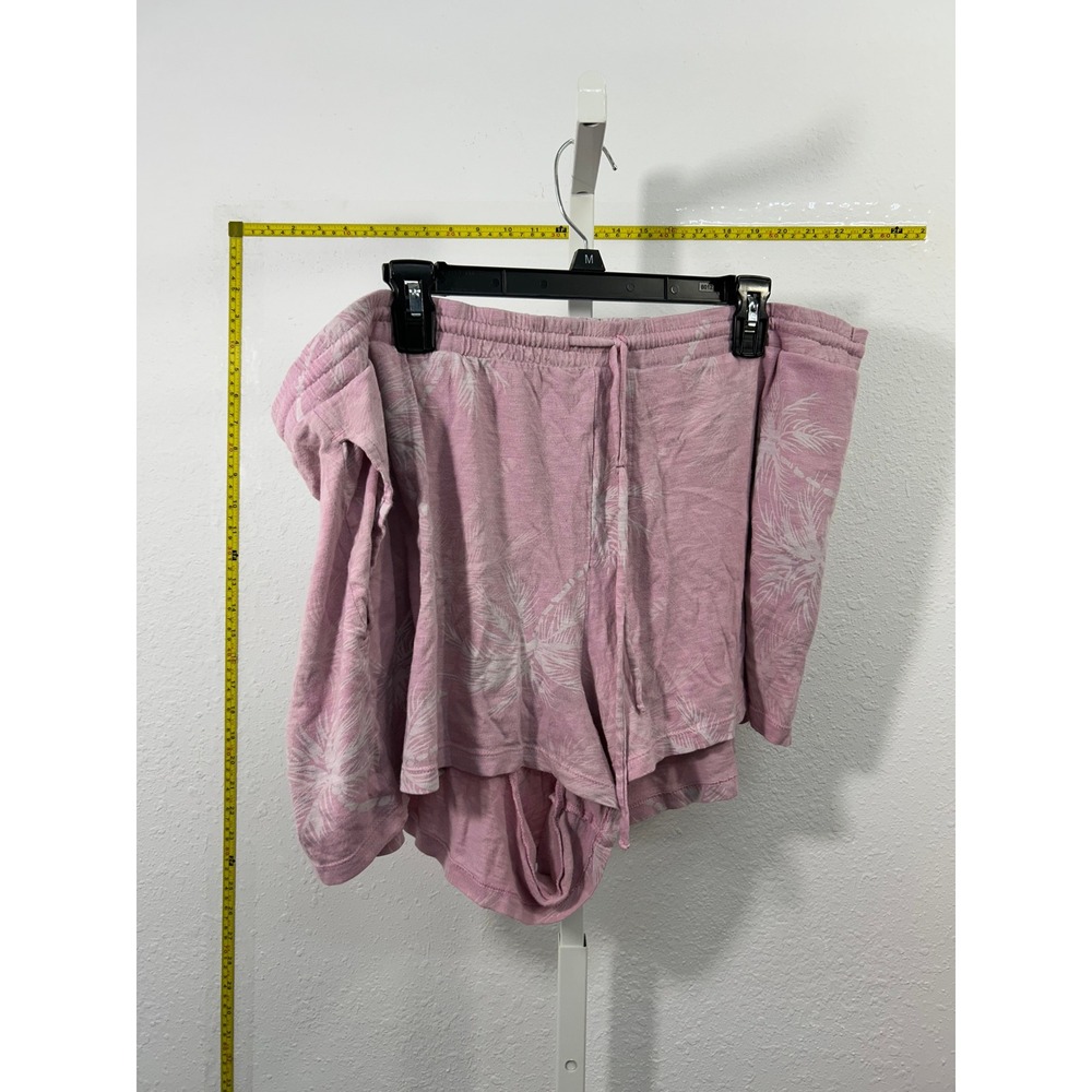 Gap Pink Palm Tree Print Lounge Shorts Women XXL Elastic Waist Drawstring Pocket